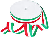 1.1 Stripes Ribbon, 50 Yards Red White and Green Craft Ribbon Colorful Italian Flag Patriotic Stripe Craft Ribbon for Christmas Holiday New Year Party Decoration Gift Wrapping