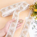 2 Roll Polyester Ribbons, with Single Face Golden Hot Stamping, for DIY Gift Packing, Flower Packaging, Floral Pattern, 1-1/2 inch(38mm), 10 yards/roll(91.44m/roll)