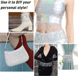 6.5 Yards Encryption Sequins Lace Tassel Fringe Trim, 6 Inch Metallic Sequin Trim Bling Sewing Fringe Trim Embellishment for DIY Crafts Dance Stage Costume Clothing Dress Home Decor