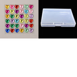 Craspire 10 Cards Faceted Heart Acrylic Rhinestone Stickers, for Photo Album, Scrapbooking Decorations, Colorful, 75x75x3mm, Heart: 10x10.5mm, about 36pcs/card