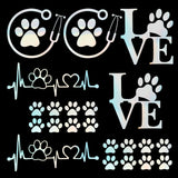 Craspire 8 Sheets 4 Style Waterproof Heart & Bear Paw Pattern PET Car Decals Stickers, for Cars Motorbikes Luggages Skateboard Decor, Colorful, 80~170x78~124mm, 2 Sheets/style