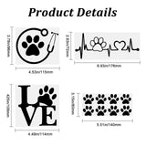 Craspire 8 Sheets 4 Style Waterproof Heart & Bear Paw Pattern PET Car Decals Stickers, for Cars Motorbikes Luggages Skateboard Decor, Black, 80~170x78~124mm, 2 Sheets/style