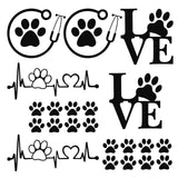 Craspire 8 Sheets 4 Style Waterproof Heart & Bear Paw Pattern PET Car Decals Stickers, for Cars Motorbikes Luggages Skateboard Decor, Black, 80~170x78~124mm, 2 Sheets/style