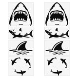 Craspire 8 Sheets 4 Styles PET Waterproof Car Stickers, Self-Adhesive Decals, for Vehicle Decoration, Shark Pattern, 55~102x30~100x0.1mm, 2 sheets/style