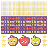 Craspire 80 Sheets 2 Styles Self-Adhesive Teacher Reward Paper Stickers, Apple with Smiling Face & Gold Stamping Star for Kids, Students, Classroom Supplies, Mixed Color, 118~128x98~150x0.1~0.2mm