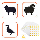 Craspire 80 Sheets 4 Patterns PVC Waterproof Self-Adhesive Sticker Sets, Cartoon Decals for Gift Cards Decoration, Gold Color, Animal Pattern, 100x78x0.1mm, Stickers: 12x12mm, 30pcs/sheet, 20 sheets/pattern