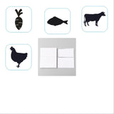 Craspire 8 Sheets 4 Styles PVC Waterproof Self-Adhesive Sticker, Cartoon Decals for Gift Cards Decoration, with 60Pcs Paper Table Place Cards, Animals, Black, Self-Adhesive Sticker: 165x140x0.2mm, Sticker: 25x25mm, 2 sheets/style