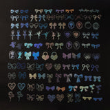 Craspire 100Pcs Bowknot PET Waterproof Laser Stickers Sets, Adhesive Decals for DIY Scrapbooking, Photo Album Decoration, Colorful, 29~73x36~64x0.1mm