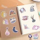 Craspire 100Pcs 100 Styles PVC Plastic Witch Magic Cartoon Stickers Sets, Waterproof Adhesive Decals for DIY Scrapbooking, Photo Album Decoration, Mixed Patterns, 33~81.5x32~44x0.2mm, 1pc/style
