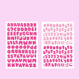 Craspire PG Stickers, for Card-Making, Scrapbooking, Diary, Planner, Envelope & Notebooks, with Letter A~Z and Number 0~9, Pink, 10.5x16cm, about 2 Sheets/Set