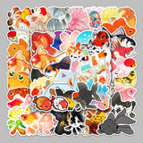 Craspire Adhesive Sticker Labels, for Suitcase, Skateboard, Refrigerator, Helmet, Mobile Phone Shell, Fish Pattern, 55~88x55~85mm)