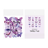 Craspire PET Adhesive Sticker Lables, for Scarpbook, Diary, Notebook, Butterfly, Purple, 105x90x5mm, 10bags/set.