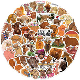 Craspire PVC Adhesive Stickers, for Suitcase, Skateboard, Refrigerator, Helmet, Mobile Phone Shell, Cattle Pattern, 3~6x3~6cm, 50pcs/bag