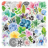 Craspire 50Pcs PVC Plastic Scrapbook Stickers, Self Adhesive Picture Stickers, Mixed Styles Flower Pattern, Mixed Color, 50~80mm, 10sets/pack