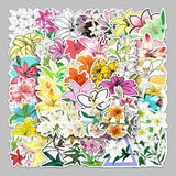 Craspire 50Pcs 50 Styles Lily Flower Pattern Waterproof PVC Plastic Stickers, Self Adhesive Picture Stickers, for Water Bottles, Laptop, Luggage, Cup, Computer, Mobile Phone, Skateboard, Guitar Stickers, Mixed Color, 55~85mm, 1pc/style