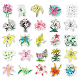 Craspire 50Pcs 50 Styles Lily Flower Pattern Waterproof PVC Plastic Stickers, Self Adhesive Picture Stickers, for Water Bottles, Laptop, Luggage, Cup, Computer, Mobile Phone, Skateboard, Guitar Stickers, Mixed Color, 55~85mm, 1pc/style