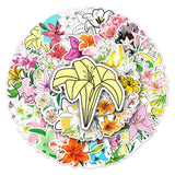 Craspire 50Pcs 50 Styles Lily Flower Pattern Waterproof PVC Plastic Stickers, Self Adhesive Picture Stickers, for Water Bottles, Laptop, Luggage, Cup, Computer, Mobile Phone, Skateboard, Guitar Stickers, Mixed Color, 55~85mm, 1pc/style