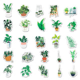 Craspire 50Pcs 50 Styles Plant Theme Waterproof PVC Plastic Stickers, Self Adhesive Picture Stickers, for Water Bottles, Laptop, Luggage, Cup, Computer, Mobile Phone, Skateboard, Guitar Stickers, Leaf Pattern, Green, 42~90x31~65mm, 50pcs/set