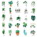 Craspire 50Pcs 50 Styles Plant Theme Waterproof PVC Plastic Stickers, Self Adhesive Picture Stickers, for Water Bottles, Laptop, Luggage, Cup, Computer, Mobile Phone, Skateboard, Guitar Stickers, Leaf Pattern, Green, 42~90x31~65mm, 50pcs/set