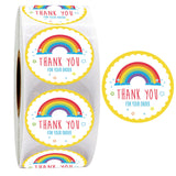 Craspire Thank You Stickers Roll, Waterproof PVC Plastic Sticker Labels, Self-adhesion, for Card-Making, Scrapbooking, Diary, Planner, Cup, Mobile Phone Shell, Notebooks, Rainbow Pattern, White, 2.5cm, about 500pcs/roll