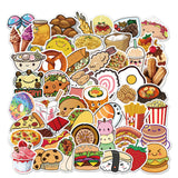 Craspire Waterproof PVC Plastic Sticker Labels, Self-adhesion, for Card-Making, Scrapbooking, Diary, Planner, Cup, Mobile Phone Shell, Notebooks, Food Pattern, 3~6cm, about 50pcs/set