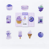 Craspire PVC Plastic Sticker Labels, Self-adhesion, for Card-Making, Scrapbooking, Diary, Planner, Cup, Mobile Phone Shell, Notebooks, Lilac, Food Pattern, 9.5x7cm, 20pcs/bag, 10bags/set.