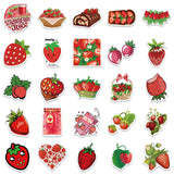 Craspire Waterproof PVC Plastic Sticker Labels, Self-adhesion, for Water Bottles, Laptop, Luggage, Cup, Computer, Mobile Phone, Skateboard, Guitar Stickers, Strawberry Pattern, 3~6cm, 50pcs/bag
