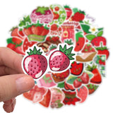 Craspire Waterproof PVC Plastic Sticker Labels, Self-adhesion, for Water Bottles, Laptop, Luggage, Cup, Computer, Mobile Phone, Skateboard, Guitar Stickers, Strawberry Pattern, 3~6cm, 50pcs/bag