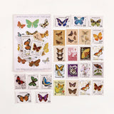 Craspire 46Pcs 23 Styles Coated Paper Stickers, Stamp Shape Stickers for Scrapbooking, Planners, Butterfly Pattern, 40x30mm, 2pcs/style, 10sets/pack