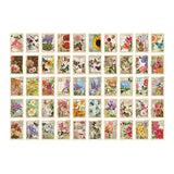 Craspire 100Pcs 50 Styles Autumn Themed Stamp Decorative Stickers, Paper Self Stickers, for Scrapbooking, Diary Stationery, Butterfly Farm, 50x35mm, 2pcs/style