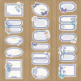 Craspire 6Sheets 3 Styles Writable Sticker Labels, Adhesive Stickers, for DIY Photo Diary Scrapbook Decorative, Floral Pattern, Blue, 23~45x41~50mm, 3 styles, 2sheets/style, 6sheets/set, 10sets/pack