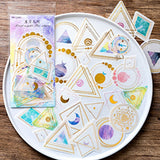 Craspire 60Pcs 20 Styles DIY Gold Stamp Scrapbooking Stickers, Decorative Craft Stickers, Journaling Supplies, Star Pattern, 30mm~110mm, 3pcs/style, 10sets/pack