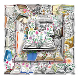 Craspire Waterproof PVC Adhesive Stickers, for Suitcase, Skateboard, Refrigerator, Helmet, Mobile Phone Shell, Book Pattern, 55~85mm, 50pcs/Bag