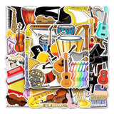 Craspire Waterproof PVC Adhesive Stickers, for Suitcase, Skateboard, Refrigerator, Helmet, Mobile Phone Shell, Musical Instruments Pattern, 55~85mm, 50pcs/bag