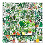 Craspire Waterproof PVC Adhesive Stickers, for Suitcase, Skateboard, Refrigerator, Helmet, Mobile Phone Shell, Plants Pattern, 55~85mm, 100pcs/bag