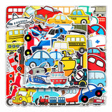 Craspire Waterproof PVC Adhesive Stickers, for Suitcase, Skateboard, Refrigerator, Helmet, Mobile Phone Shell, Car Pattern, 55~85mm, 50pcs/bag