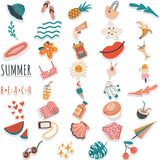 Craspire Waterproof PVC Adhesive Stickers, for Suitcase, Skateboard, Refrigerator, Helmet, Mobile Phone Shell, Summer Themed Pattern, 30~60mm, 39pcs/bag