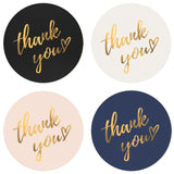Craspire 4 Colors Thank You Stickers Roll, Round Paper Adhesive Labels, Decorative Sealing Stickers for Christmas Gifts, Wedding, Party, Mixed Color, 25mm, 500pcs/roll