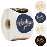 Craspire 4 Colors Thank You Stickers Roll, Round Paper Adhesive Labels, Decorative Sealing Stickers for Christmas Gifts, Wedding, Party, Mixed Color, 25mm, 500pcs/roll