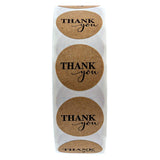 Craspire Thank You Stickers Roll, Round Kraft Paper Adhesive Labels, Decorative Sealing Stickers for Christmas Gifts, Wedding, Party, Tan, 25mm, 500pcs/roll