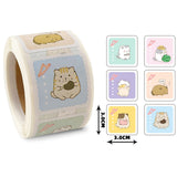 Craspire 6 Style Thank You Stickers Roll, Square Paper Animal Pattern Adhesive Labels, Decorative Sealing Stickers for Christmas Gifts, Wedding, Party, Cat Pattern, 30x30mm, 300pcs/roll