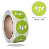 Craspire 12 Months Adhesive Paper Stickers, Round Labels Stickers, for Scrapbooking, Diary, Planner, Envelope & Notebooks, Round with Month Apr, Yellow Green, 25mm, 500pcs/roll
