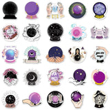 Craspire Magic Theme PVC Self Adhesive Stickers, Waterproof Crystal Ball Decals, for Suitcase, Skateboard, Refrigerator, Helmet, Mobile Phone Shell, Purple, 55~85mm, 50pcs/bag