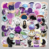 Craspire Magic Theme PVC Self Adhesive Stickers, Waterproof Crystal Ball Decals, for Suitcase, Skateboard, Refrigerator, Helmet, Mobile Phone Shell, Purple, 55~85mm, 50pcs/bag