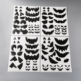 Craspire Halloween Pumpkin Face Decorative Stickers, Paper Adhesive Decals for Halloween Party Kids DIY Craft Decoration, Black, 300x250x0.2mm, Stickers: 16~46x22~128mm, 4 sheets/set