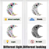 Craspire 4Pcs 4 Patterns PVC Colored Laser Stained Window Film Adhesive Static Stickers, Electrostatic Window Stickers, Moon Pattern, 200x150mm, 1pc/pattern