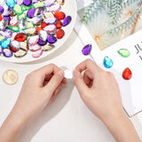 Craspire 80Pcs 8 Colors Extra Large Jewelry Sticker, Acrylic Rhinestone Stick-On Cabochon, with Self Adhesive, Faceted, Teardrop, Mixed Color, 2.5x1.8x0.5cm, 10pcs/color