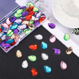 Craspire 80Pcs 8 Colors Extra Large Jewelry Sticker, Acrylic Rhinestone Stick-On Cabochon, with Self Adhesive, Faceted, Teardrop, Mixed Color, 2.5x1.8x0.5cm, 10pcs/color