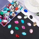 Craspire 76Pcs 19 Colors Extra Large Jewelry Sticker, Acrylic Stick-On Cabochon, with Self Adhesive, Faceted, Oval, Mixed Color, 1.8x2.5x0.45cm, 4pcs/color