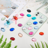 Craspire 76Pcs 19 Colors Extra Large Jewelry Sticker, Acrylic Stick-On Cabochon, with Self Adhesive, Faceted, Oval, Mixed Color, 1.8x2.5x0.45cm, 4pcs/color
